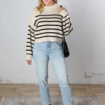 Seraphina Mock Neck Ribbed Sweater - Khaki