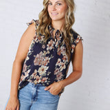 Seren Ruffle Sleeve Floral Top