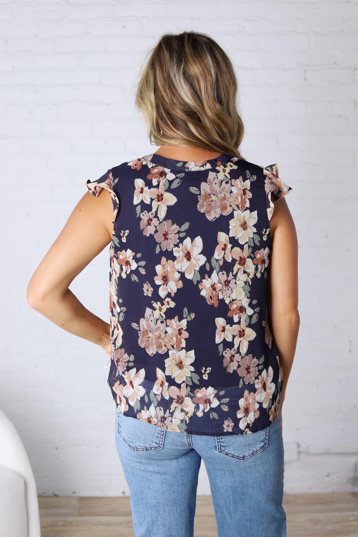 Seren Ruffle Sleeve Floral Top