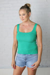 Shana Sleeveless Square Neck Sweater Top - Kelly Green - Final Sale