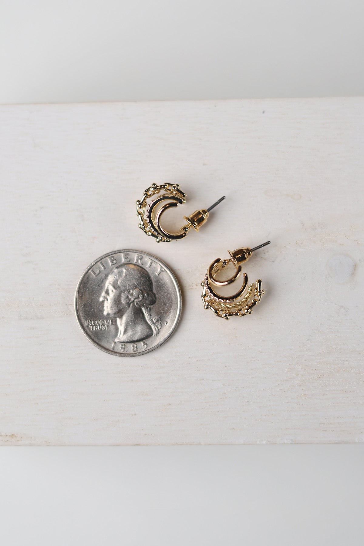 Shay Assorted Mini Four Line Hoop Earrings - Gold