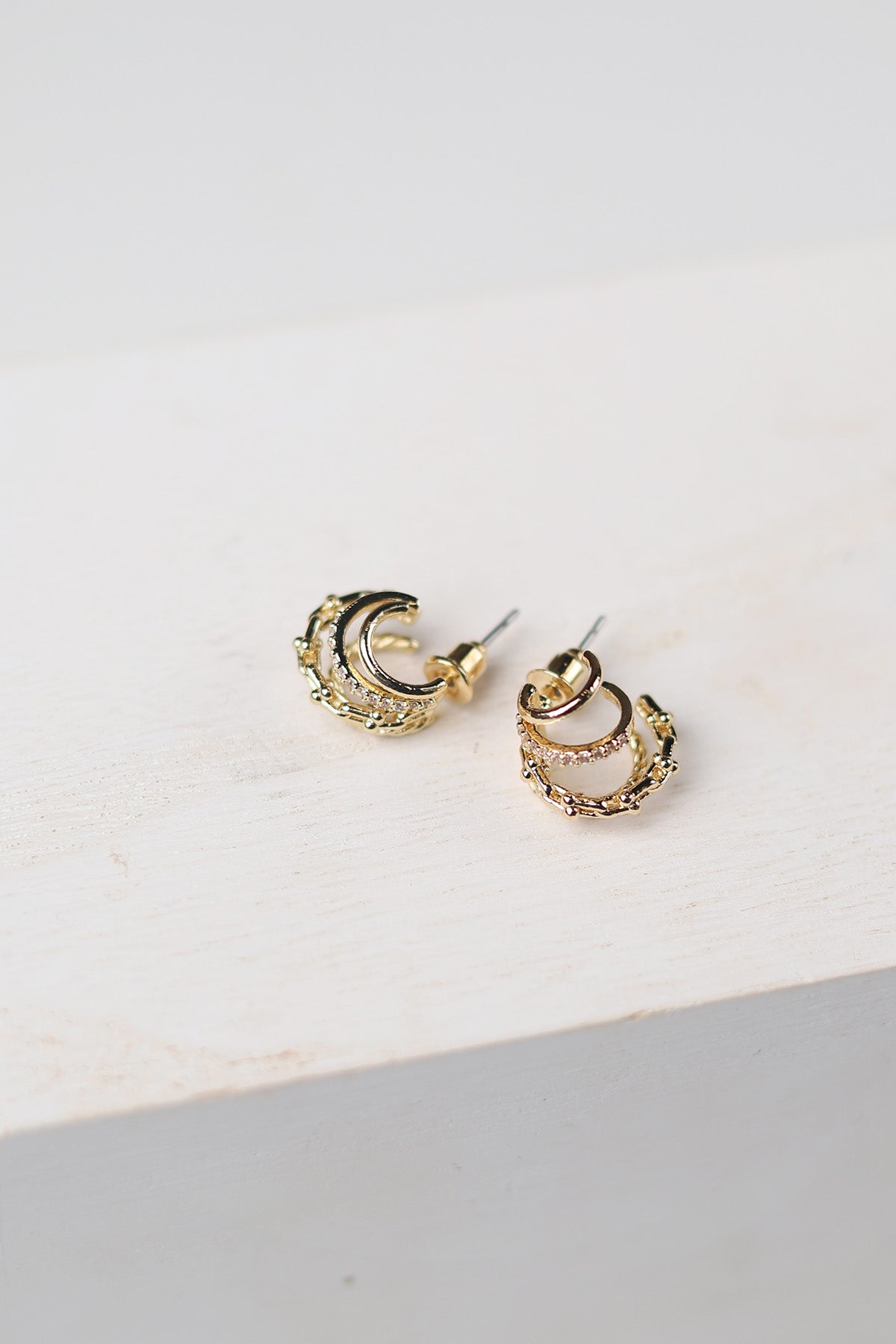 Shay Assorted Mini Four Line Hoop Earrings - Gold