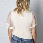 Sibley Sheer Sleeve Blouse - Champagne - Final Sale