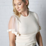 Sibley Sheer Sleeve Blouse - Champagne - Final Sale