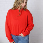 Siena Basic Relaxed Crop Sweater Top - Cherry