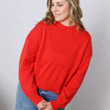 Siena Basic Relaxed Crop Sweater Top - Cherry