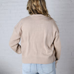 Siena Basic Relaxed Crop Sweater Top - Taupe