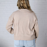 Siena Basic Relaxed Crop Sweater Top - Taupe