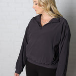 Siena Woven Fleece Oversize Qtr Zip - Charcoal - Final Sale