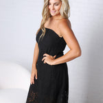 Sienna Strapless Maxi Dress - Black Lace