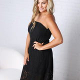 Sienna Strapless Maxi Dress - Black Lace