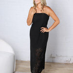 Sienna Strapless Maxi Dress - Black Lace