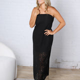 Sienna Strapless Maxi Dress - Black Lace