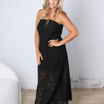 Sienna Strapless Maxi Dress - Black Lace