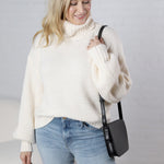 Sienne Textured Turtleneck Sweater - Creme