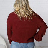 Sienne Textured Turtleneck Sweater - Merlot