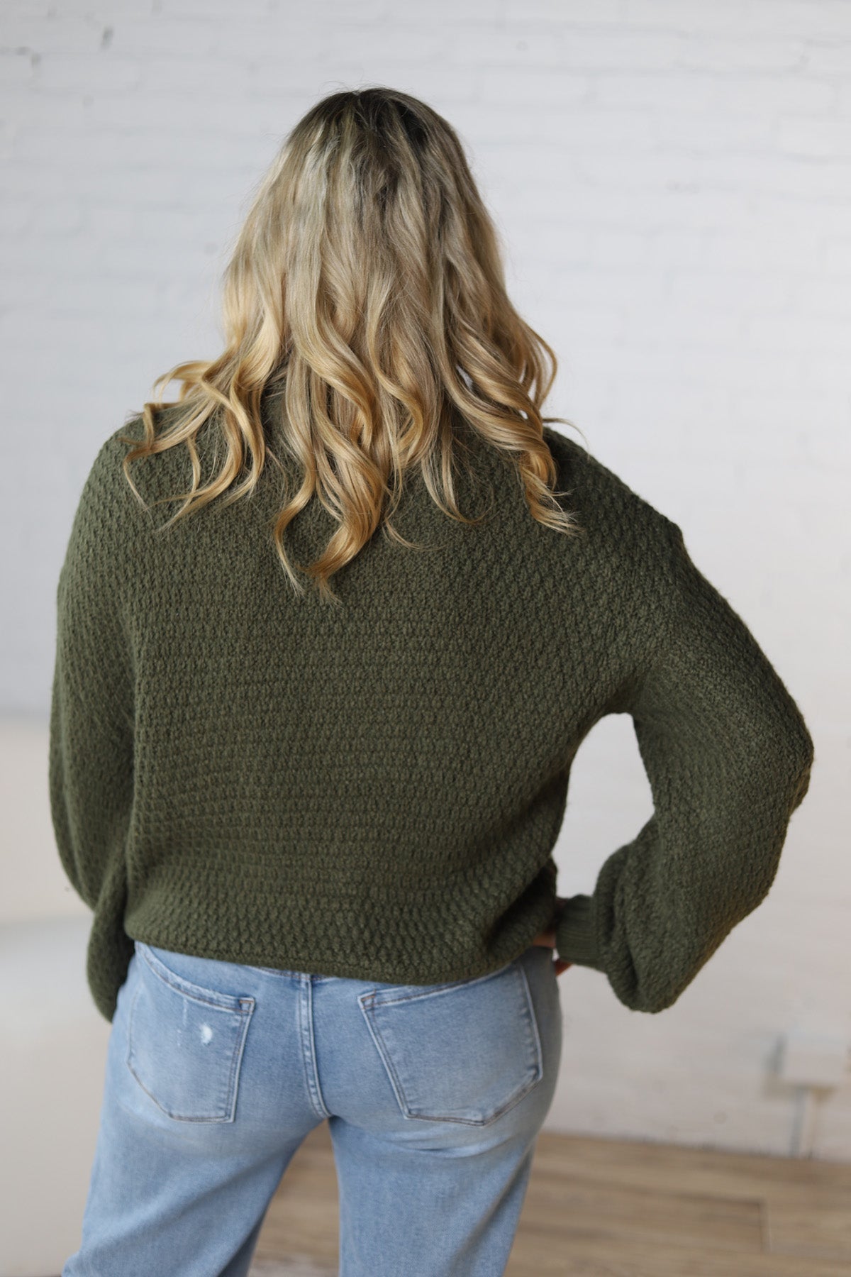 Sienne Textured Turtleneck Sweater - Olive