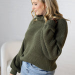 Sienne Textured Turtleneck Sweater - Olive