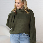 Sienne Textured Turtleneck Sweater - Olive