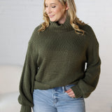 Sienne Textured Turtleneck Sweater - Olive