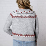 Signe Fair Isle Toggle Button Knit Cardigan - Grey