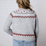Signe Fair Isle Toggle Button Knit Cardigan - Grey
