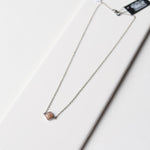 Silver Plated Diamond Gemstone Necklace - Peach Moonstone