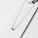 Silver Plated Diamond Gemstone Necklace - Peach Moonstone