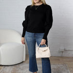 Sloane Bubble Sleeved Sweater Top - Black