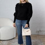 Sloane Bubble Sleeved Sweater Top - Black- FINAL SALE