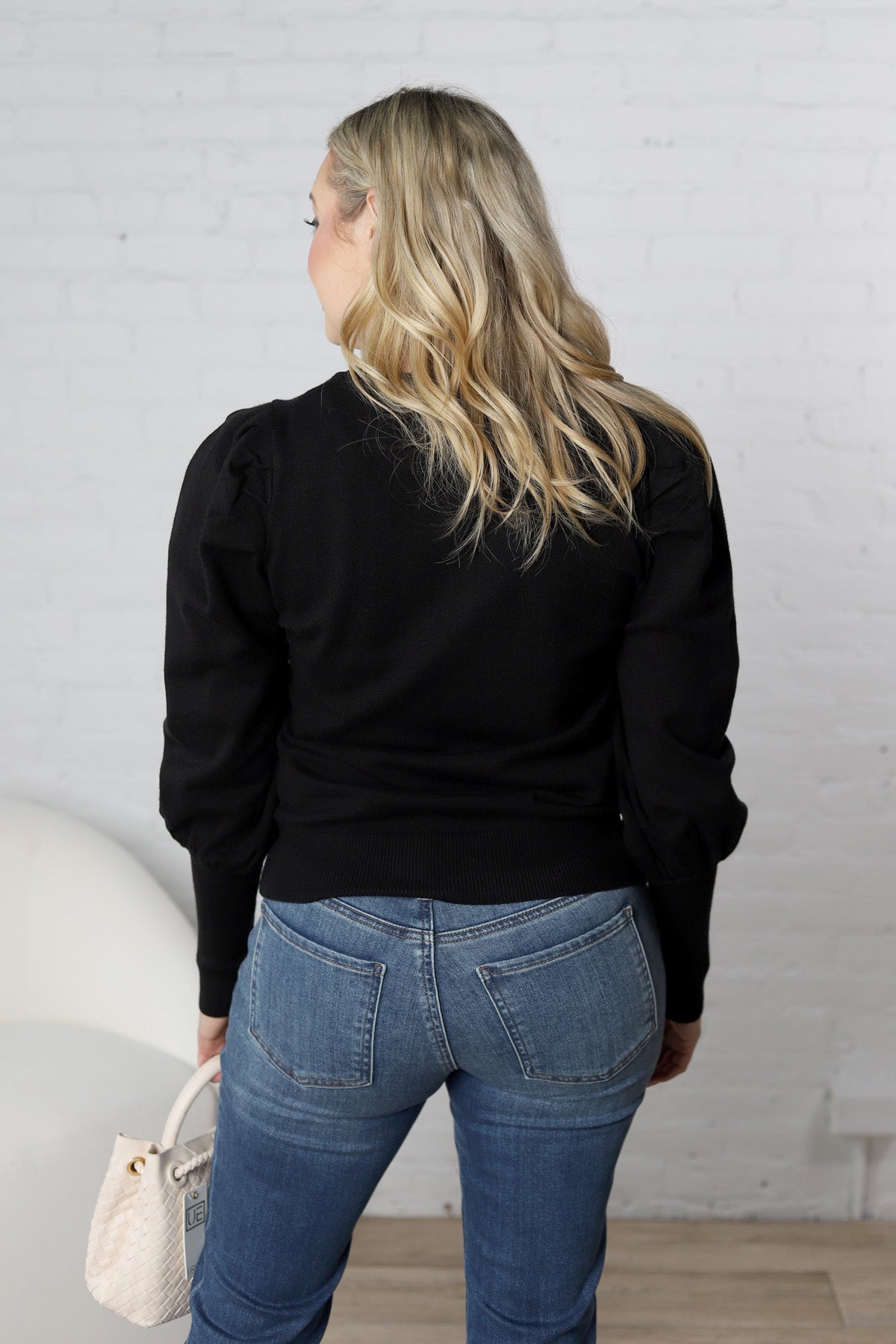 Sloane Bubble Sleeved Sweater Top - Black- FINAL SALE