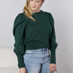 Sloane Bubble Sleeved Sweater Top - Hunter Green