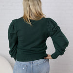 Sloane Bubble Sleeved Sweater Top - Hunter Green