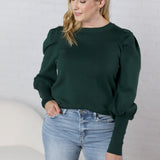 Sloane Bubble Sleeved Sweater Top - Hunter Green - FINAL SALE