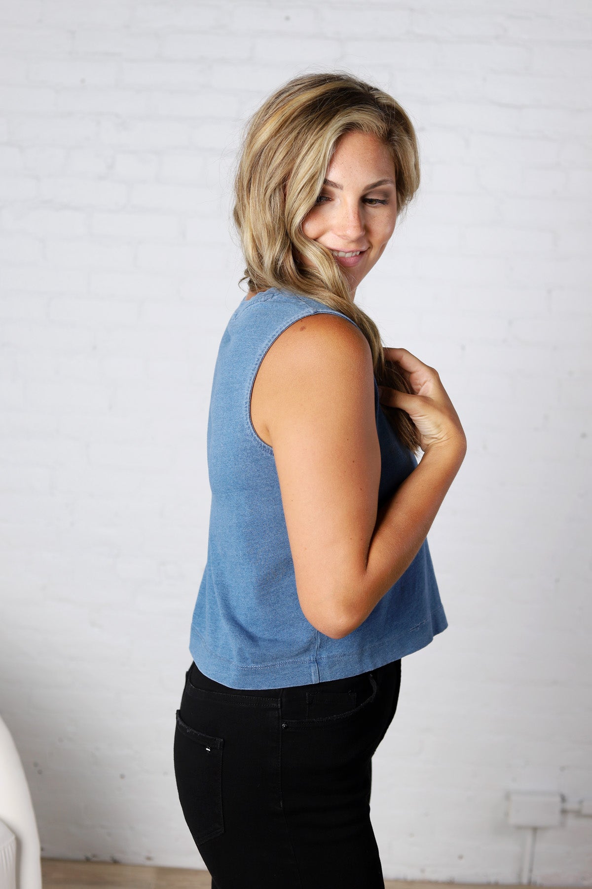 Sloane Jersey Denim Muscle Top by Z Supply - Indigo