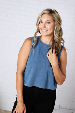 Sloane Jersey Denim Muscle Top by Z Supply - Indigo