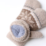 Snowflake Mittens w/ Sherpa Lining: Beige
