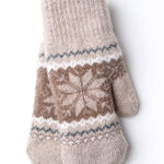 Snowflake Mittens w/ Sherpa Lining: Beige