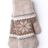 Snowflake Mittens w/ Sherpa Lining: Beige