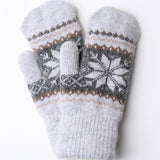 Snowflake Mittens w/ Sherpa Lining: Grey