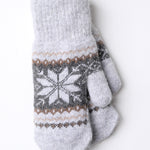 Snowflake Mittens w/ Sherpa Lining: Grey