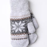 Snowflake Mittens w/ Sherpa Lining: Grey