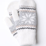 Snowflake Mittens w/ Sherpa Lining: Ivory