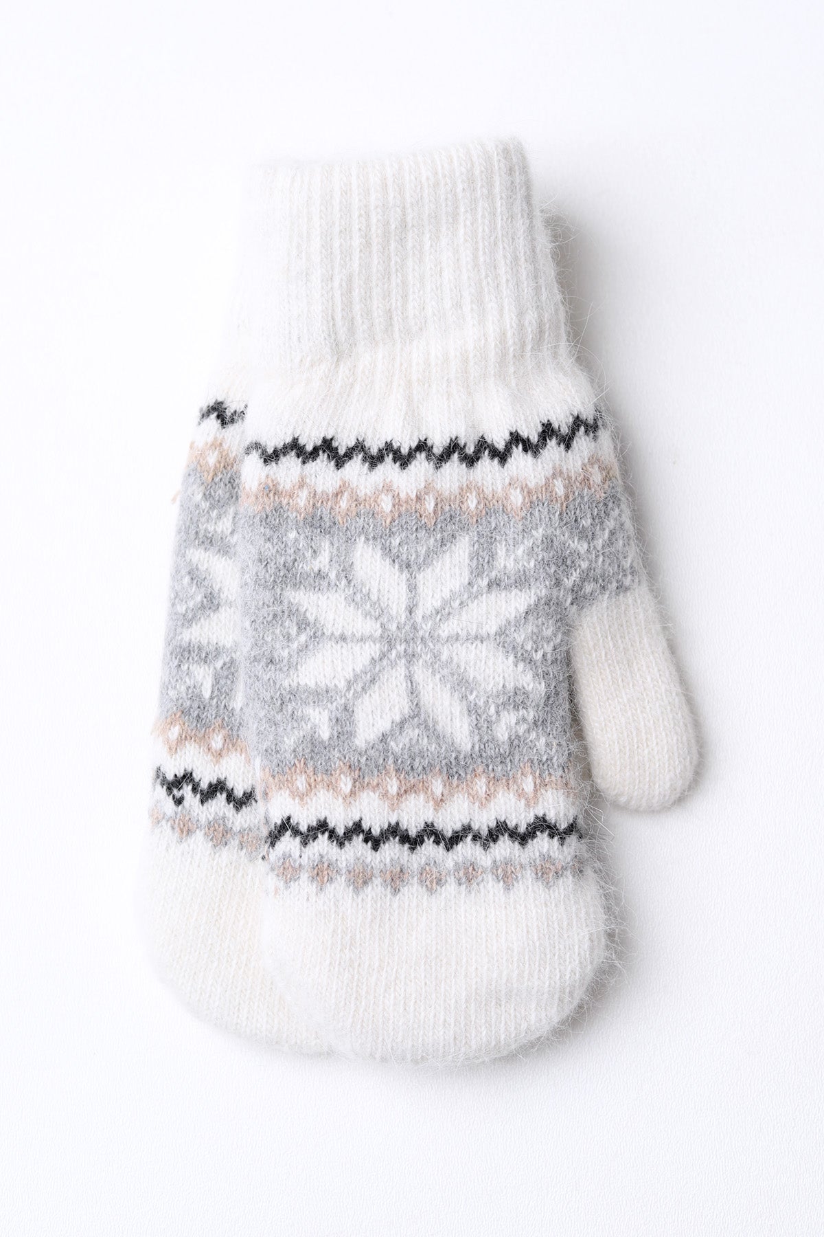 Snowflake Mittens w/ Sherpa Lining: Ivory