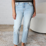 Sofie Distressed High Rise Straight Denim - Light Wash