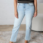 Sofie Distressed High Rise Straight Denim - Light Wash - FINAL SALE