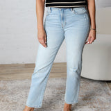 Sofie Distressed High Rise Straight Denim - Light Wash - FINAL SALE