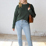 Soft Touch Seam Detail Sweater - Dk Green