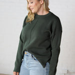 Soft Touch Seam Detail Sweater - Dk Green