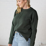 Soft Touch Seam Detail Sweater - Dk Green